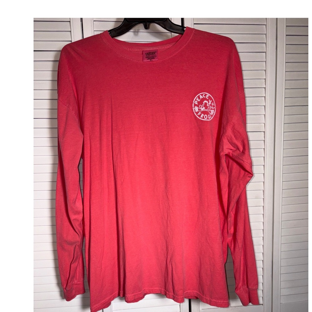 Peace Frogs Comfort Colors Peach Long Sleeve Vitamin Sea Graphic Tee Shirt XL